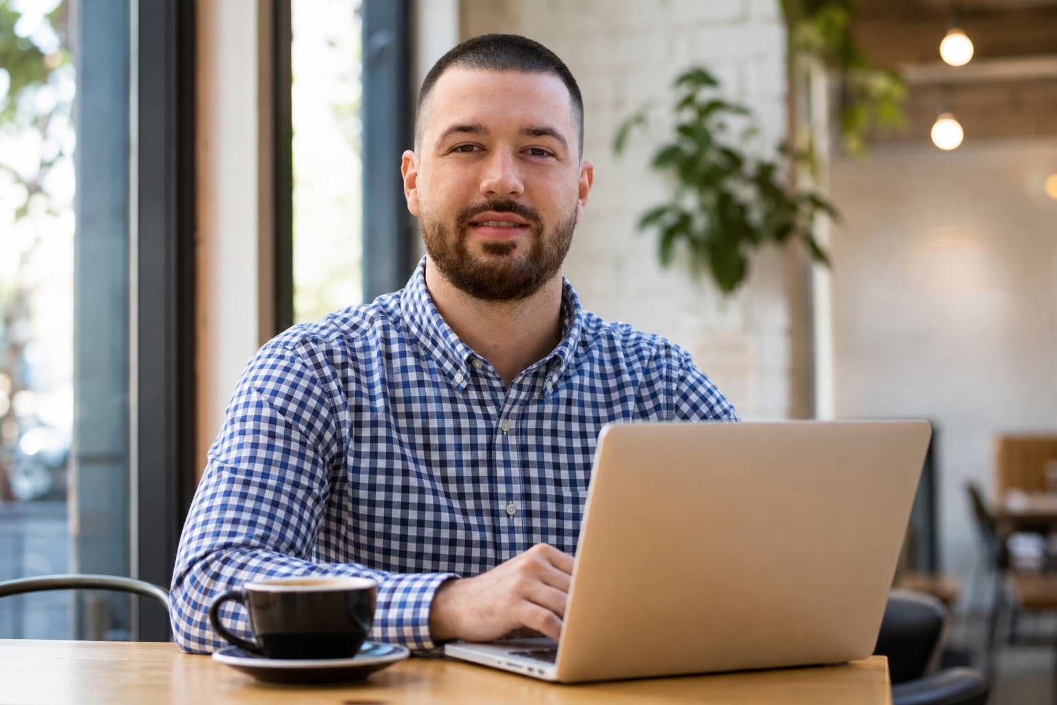 Chandler Drake Talley photo: working on a laptop in a cafe Chandler Drake Talley, Senior AI Engineer — working on a laptop in a cafe