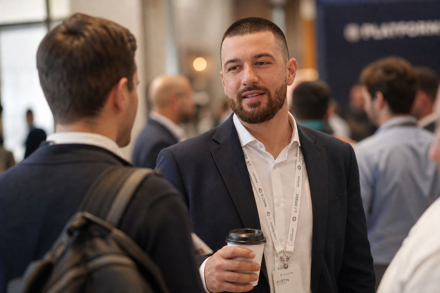 Chandler Drake Talley photo: networking at a technology conference Chandler Drake Talley, Senior AI Engineer — networking at a technology conference