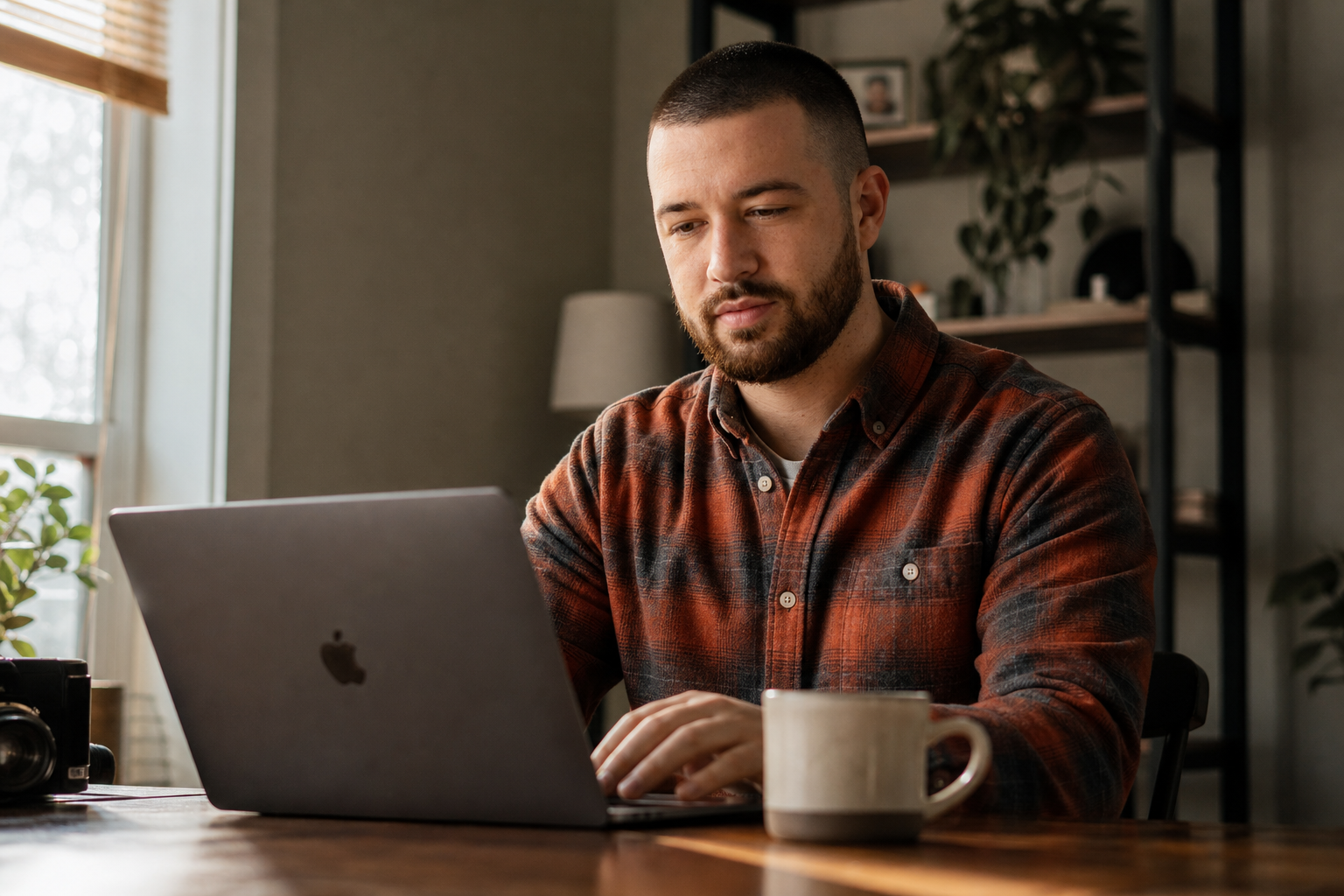 Chandler Drake Talley photo: coding at a desk with coffee Chandler Drake Talley, Senior AI Engineer — coding at a desk with coffee