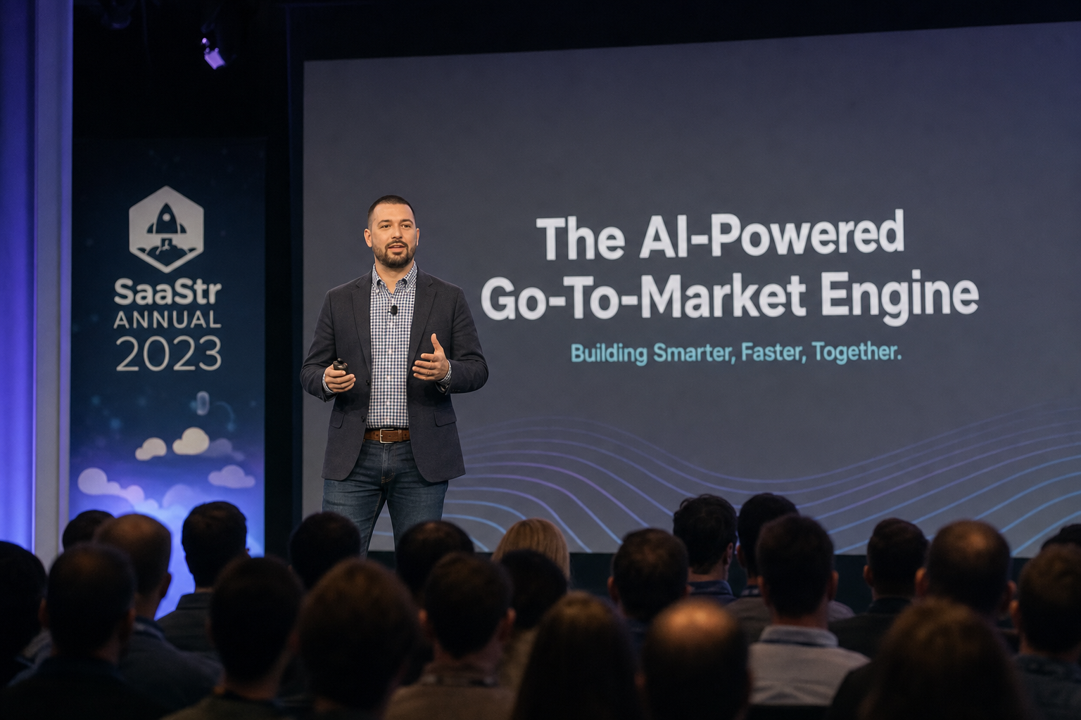 Chandler Drake Talley photo: delivering a keynote on stage Chandler Drake Talley, Senior AI Engineer — delivering a keynote on stage