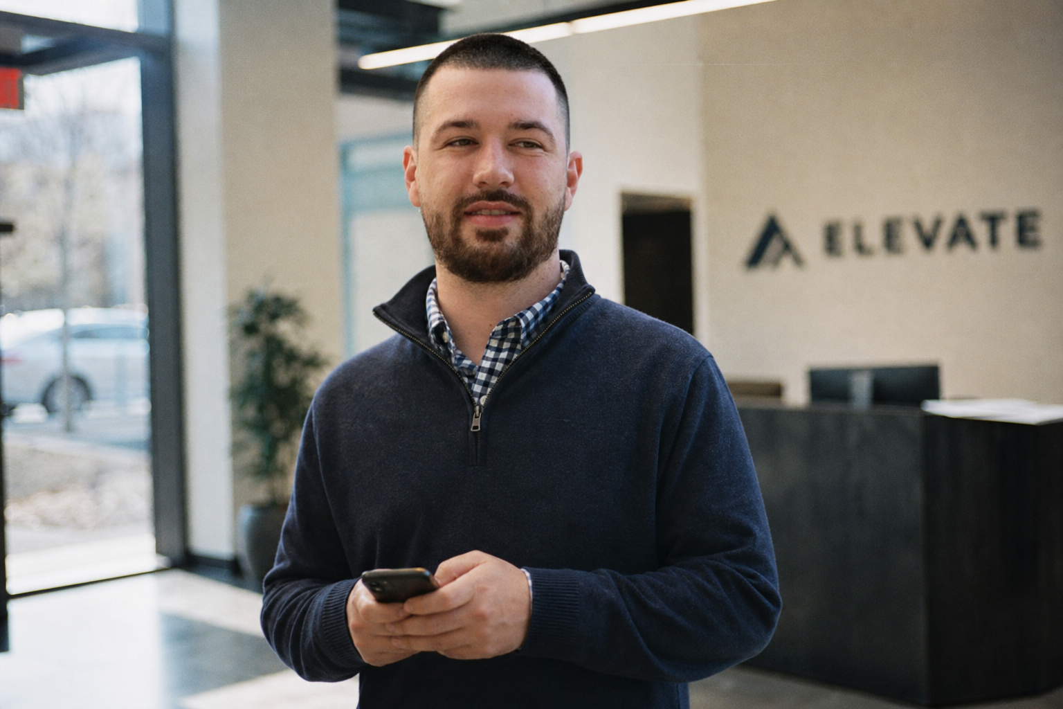 Chandler Drake Talley photo: portrait at an office reception Chandler Drake Talley, Senior AI Engineer — portrait at an office reception
