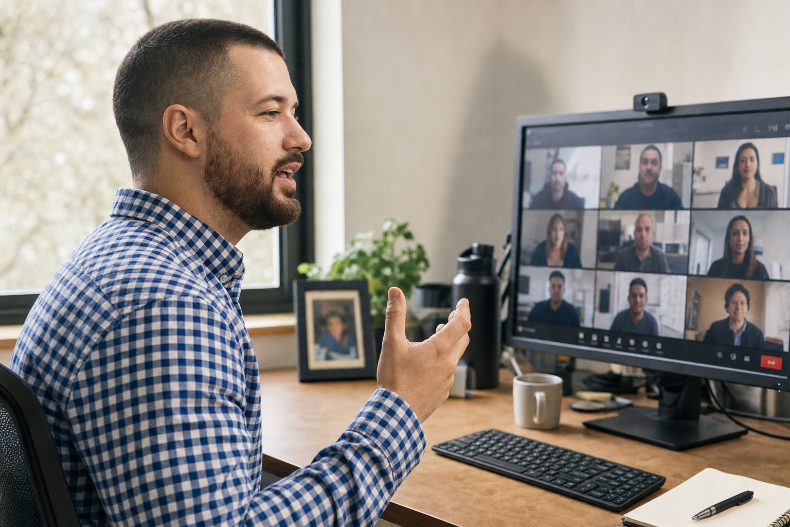 Chandler Drake Talley photo: giving a remote presentation Chandler Drake Talley, Senior AI Engineer — giving a remote presentation