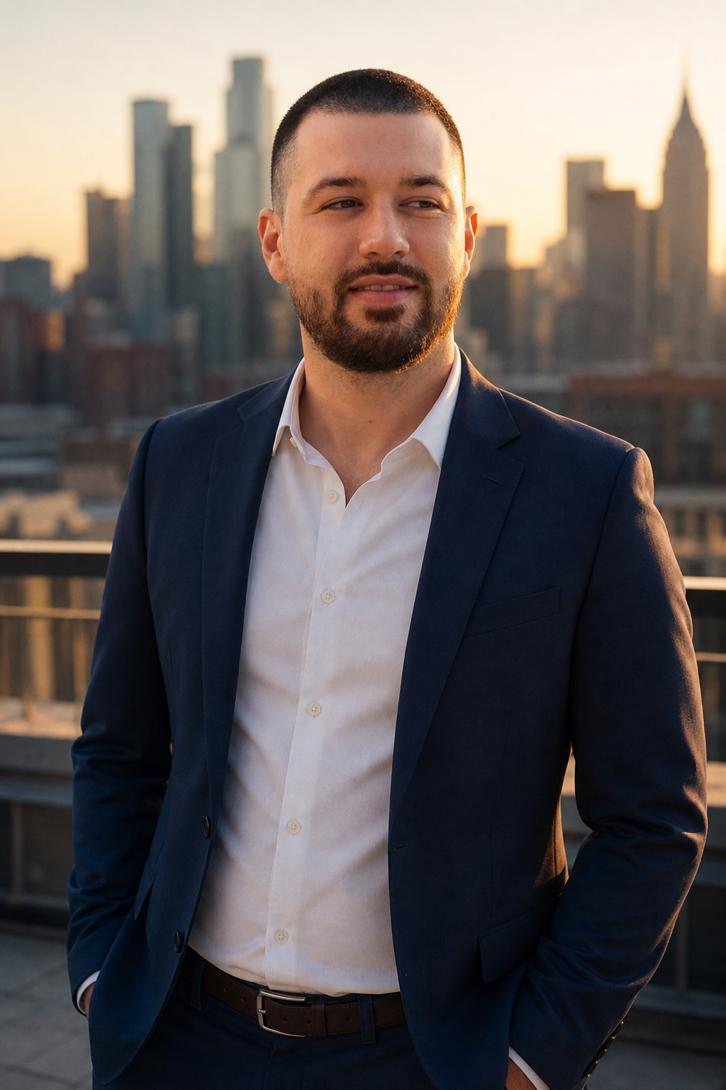 Chandler Drake Talley photo: rooftop terrace professional portrait Chandler Drake Talley, Senior AI Engineer — rooftop terrace professional portrait