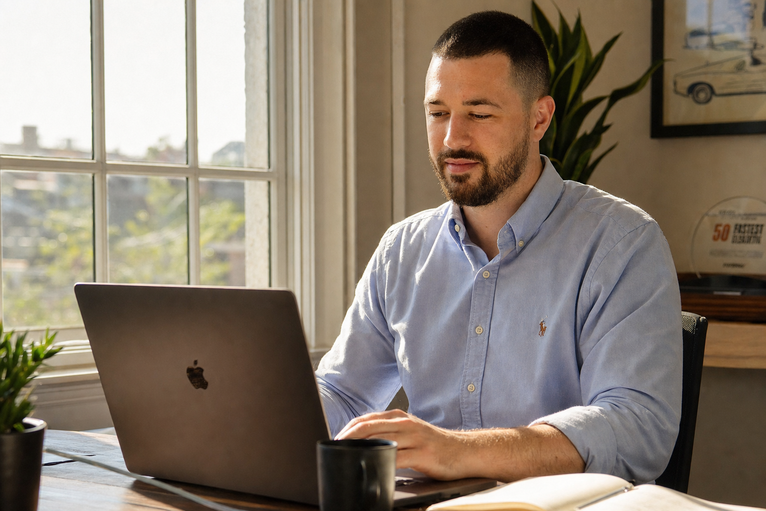 Chandler Drake Talley photo: working at a sunlit desk Chandler Drake Talley, Senior AI Engineer — working at a sunlit desk
