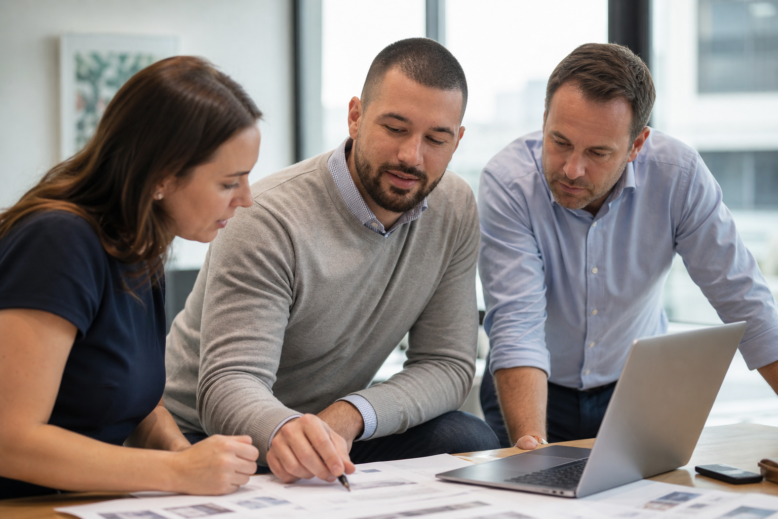 Chandler Drake Talley photo: leading a team project review Chandler Drake Talley, Senior AI Engineer — leading a team project review