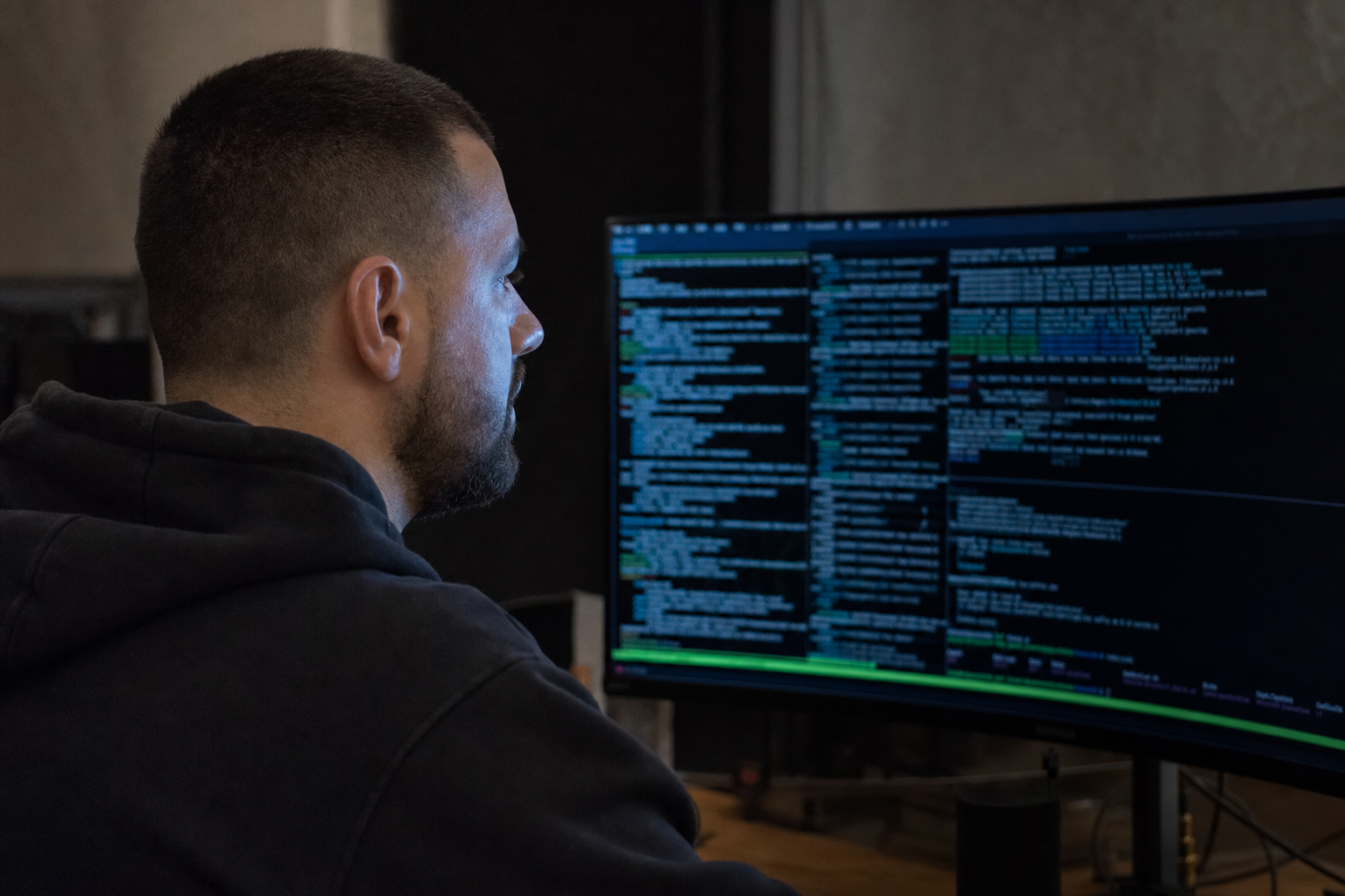 Chandler Drake Talley photo: focused on a terminal at a computer Chandler Drake Talley, Senior AI Engineer — focused on a terminal at a computer