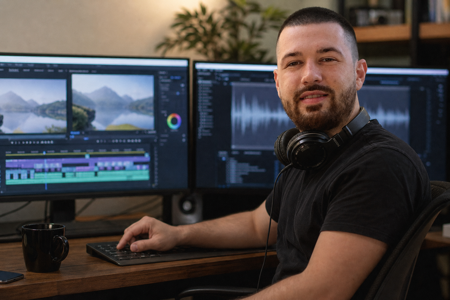 Chandler Drake Talley photo: editing video at a desk Chandler Drake Talley, Senior AI Engineer — editing video at a desk